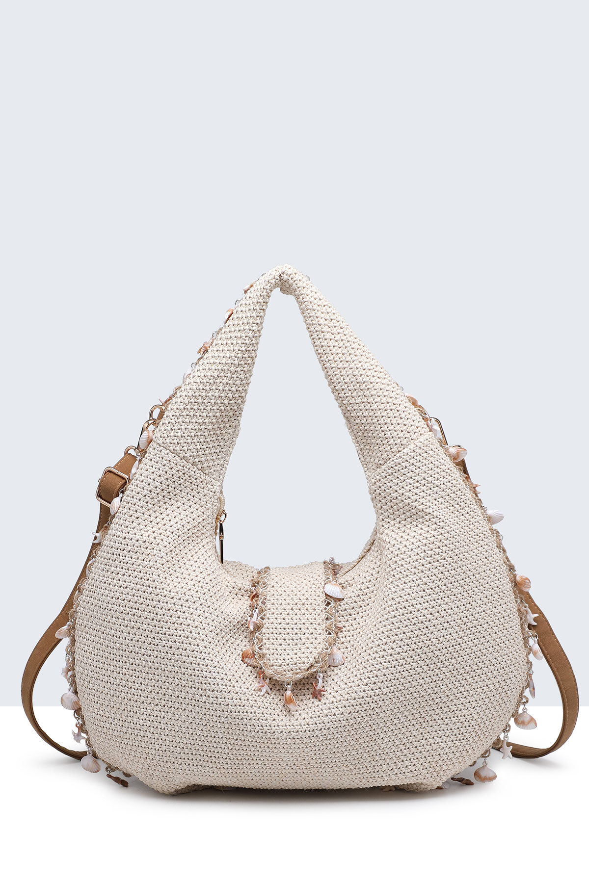 Großhändler A&E - 28988-BV Handtasche aus geflochtenem Polypropylen-Stroh mit Muscheln