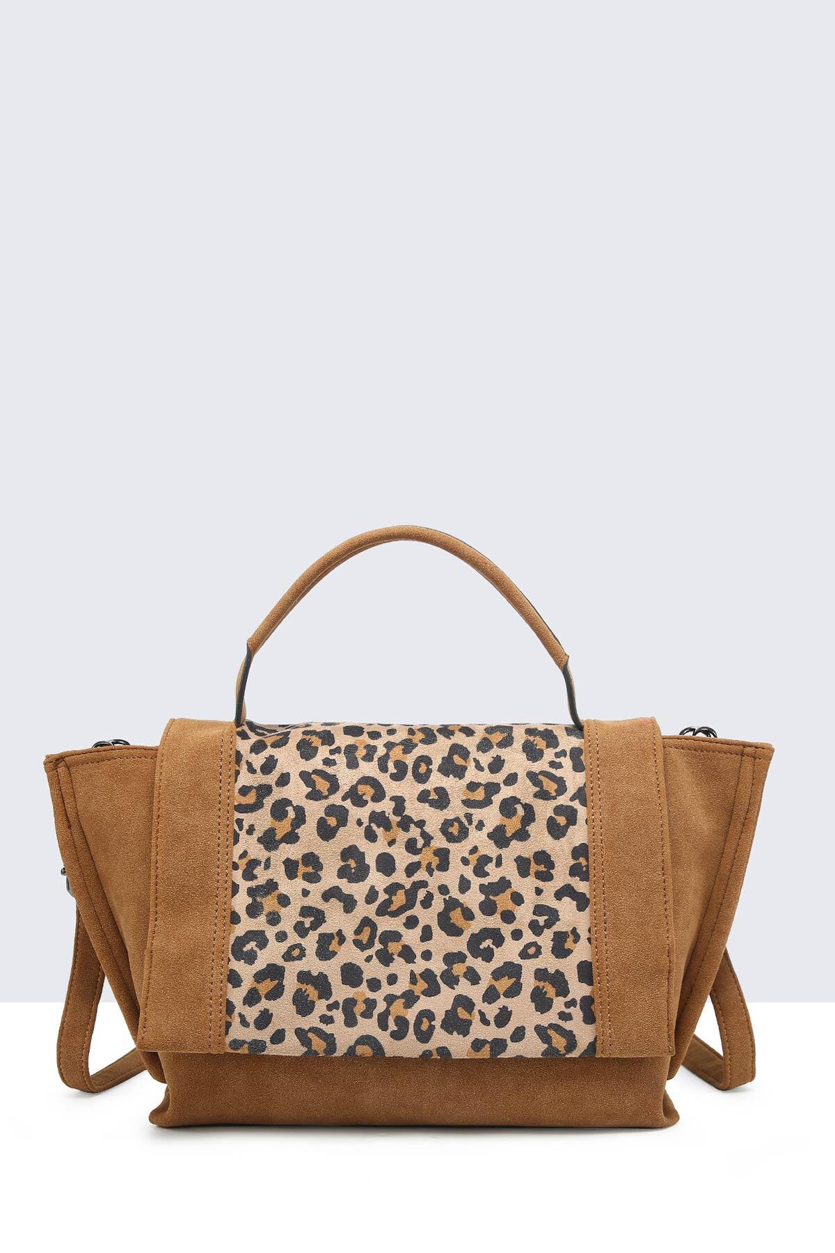 Grossiste A&E - 28853-BV Sac cabas léopard synthétique effet nubuck avec rabat