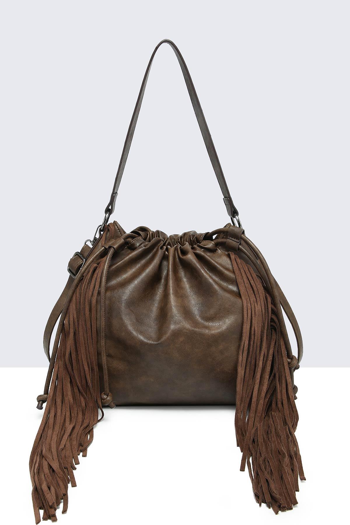 Grossiste A&E - 60029-BV Sac épaule à frange style Bohème