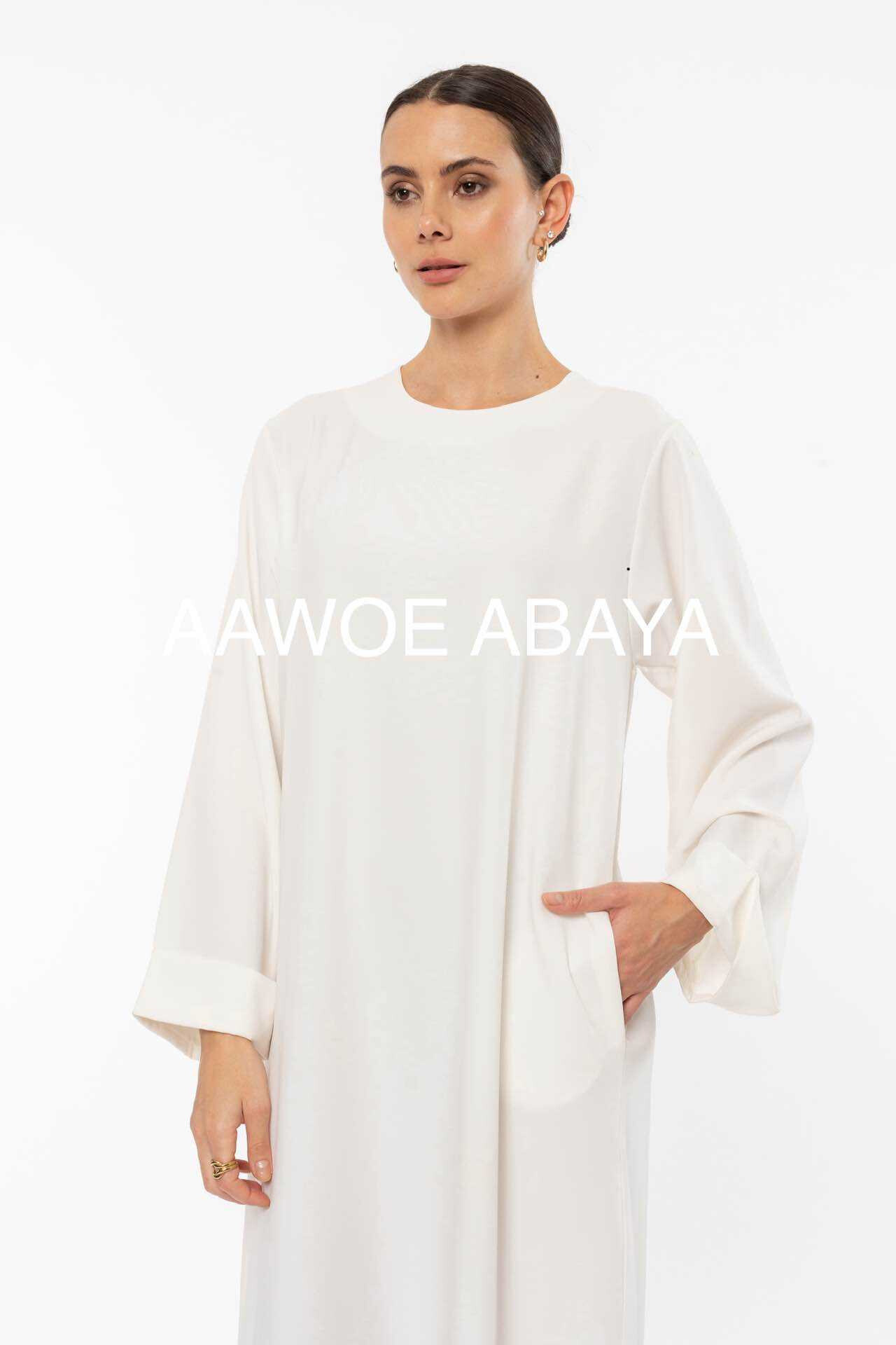 Grossista Aawoe Paris® - Abaya con le maniche risvoltate - Lunghezza 145 cm