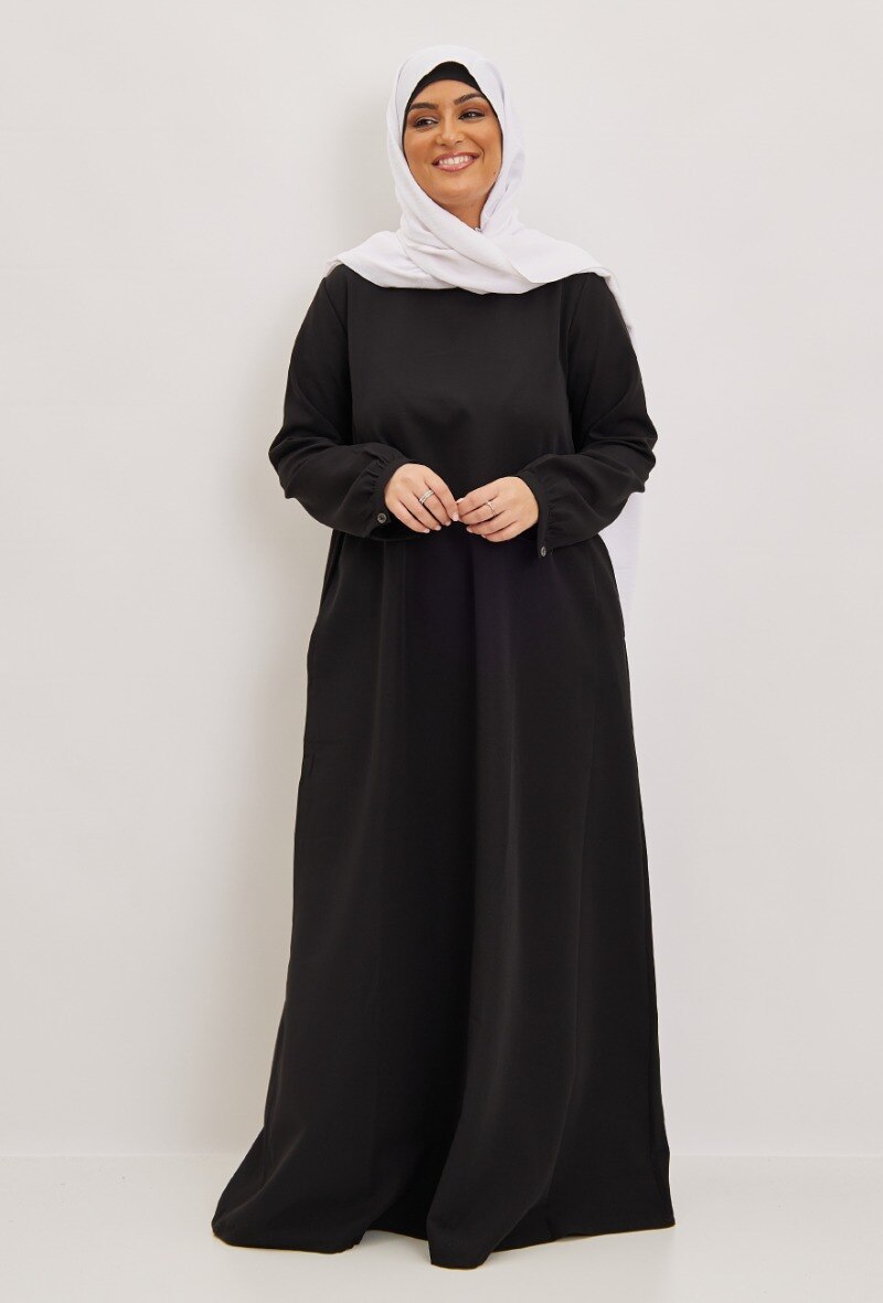 Grossista Aawoe Paris® - Abaya con maniche strette e tasche - Tessuto spesso