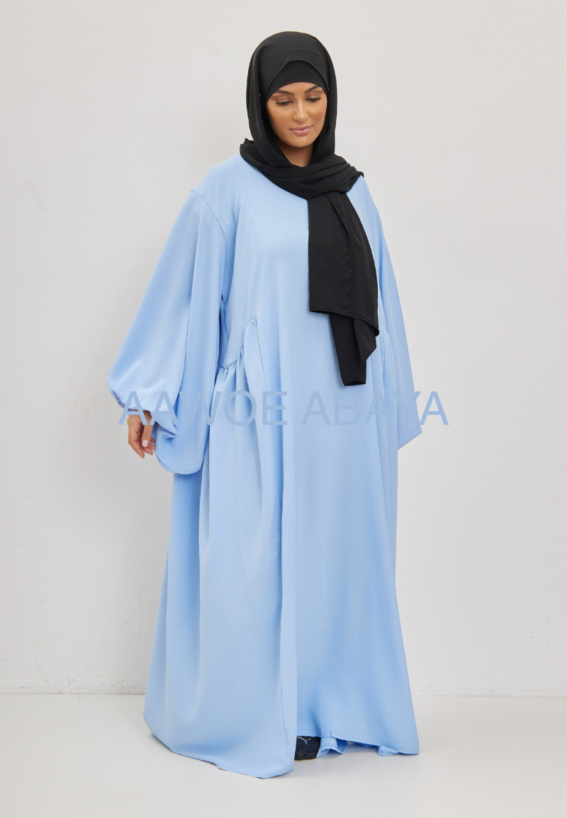 Wholesaler Aawoe Paris® - Abaya with Puff Sleeves in Jazz Fabric