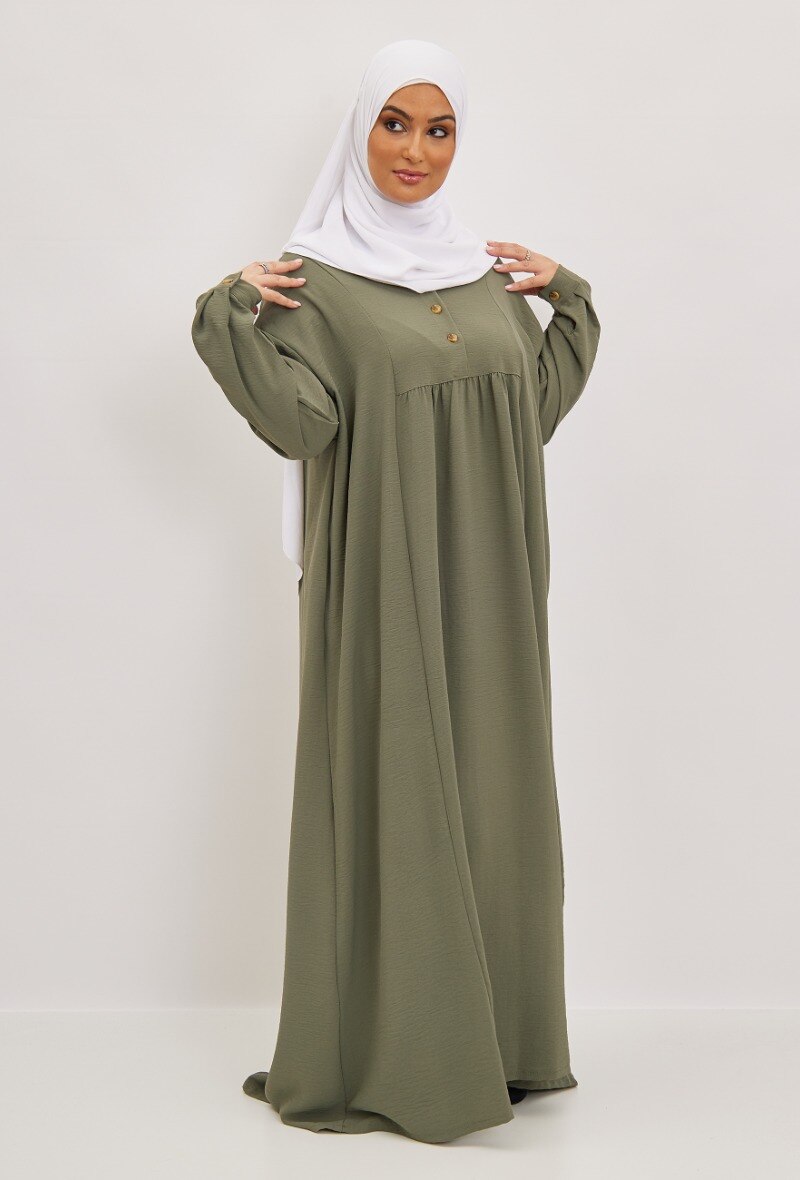Grossiste Aawoe Paris® - Robe en tissu jazz avec boutons et manches resserrées