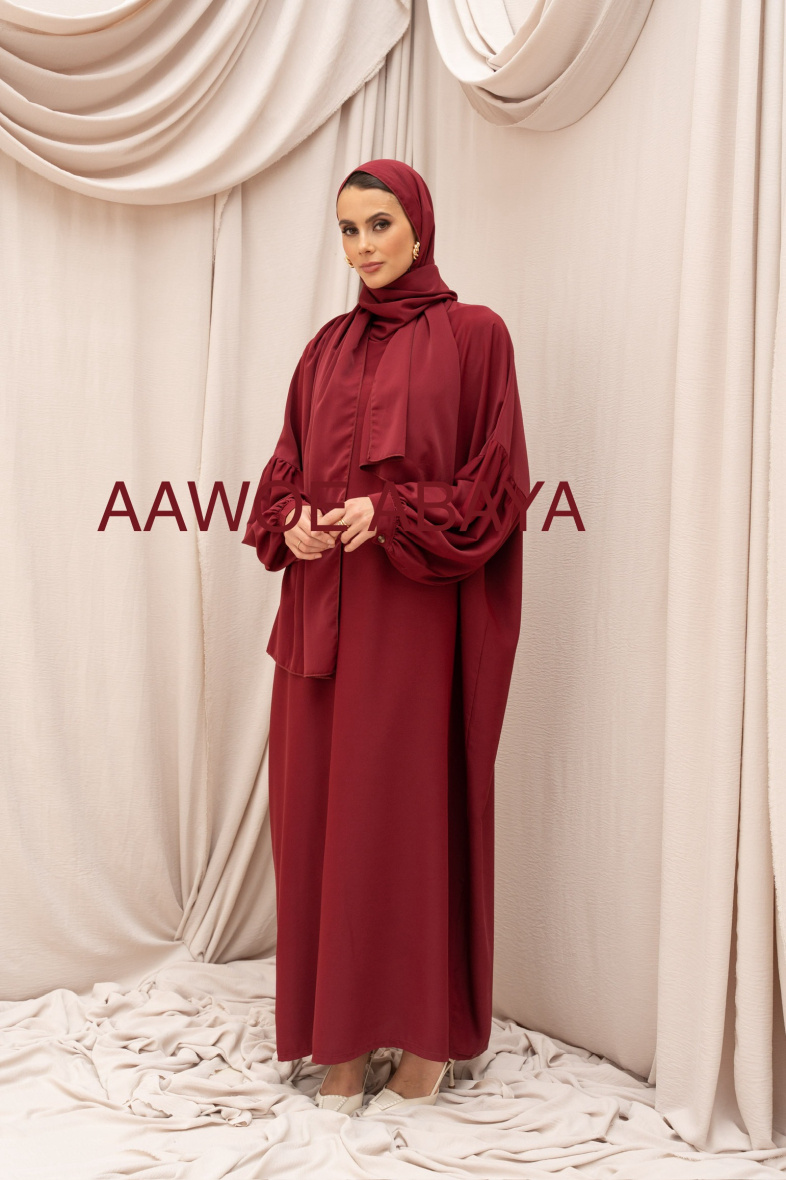 Grossista Aawoe Paris® - Abaya in seta di Medina con velo integrato