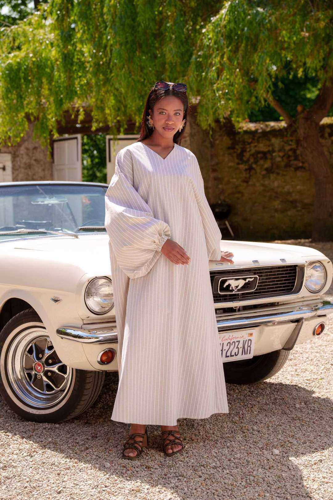 Grossiste Aawoe Paris® - Abaya longue à rayures