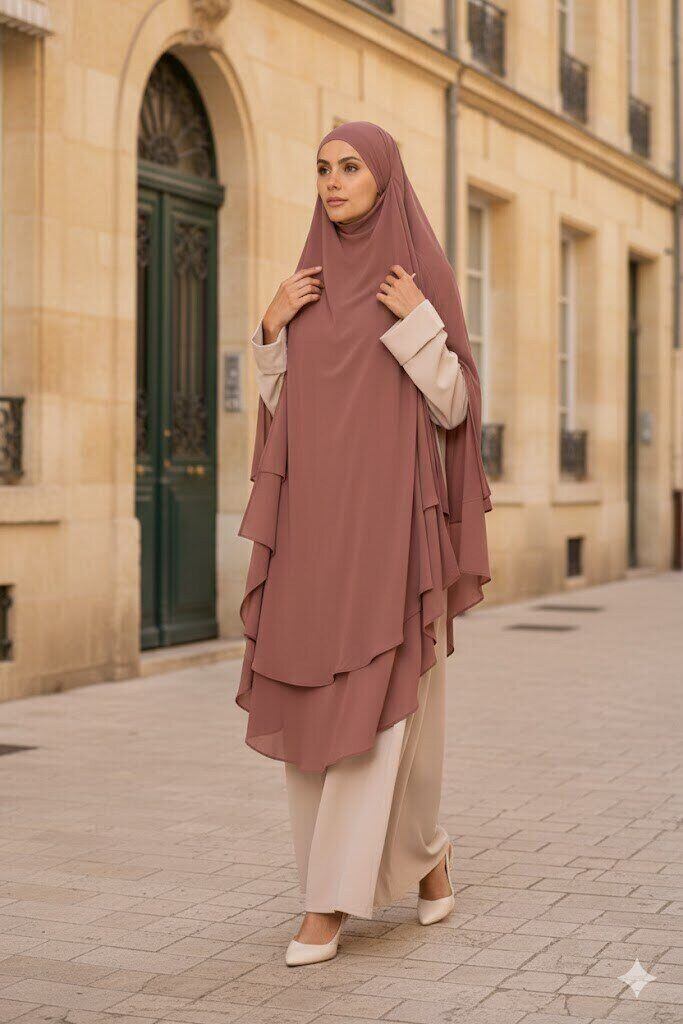 Grossiste Aawoe Paris® - Khimar Élégant à Manches Longues