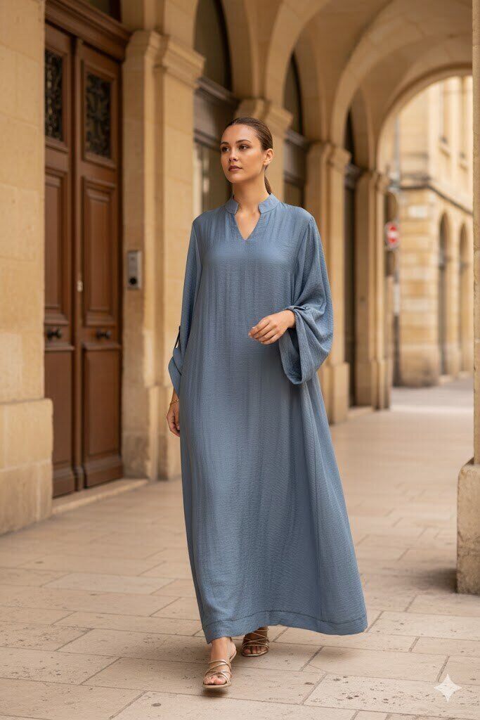 Grossiste Aawoe Paris® - Robe Abaya Élégante avec Manches Ample Grossiste Aawoe Paris® - Robe Abaya Élégante avec Manches Ample