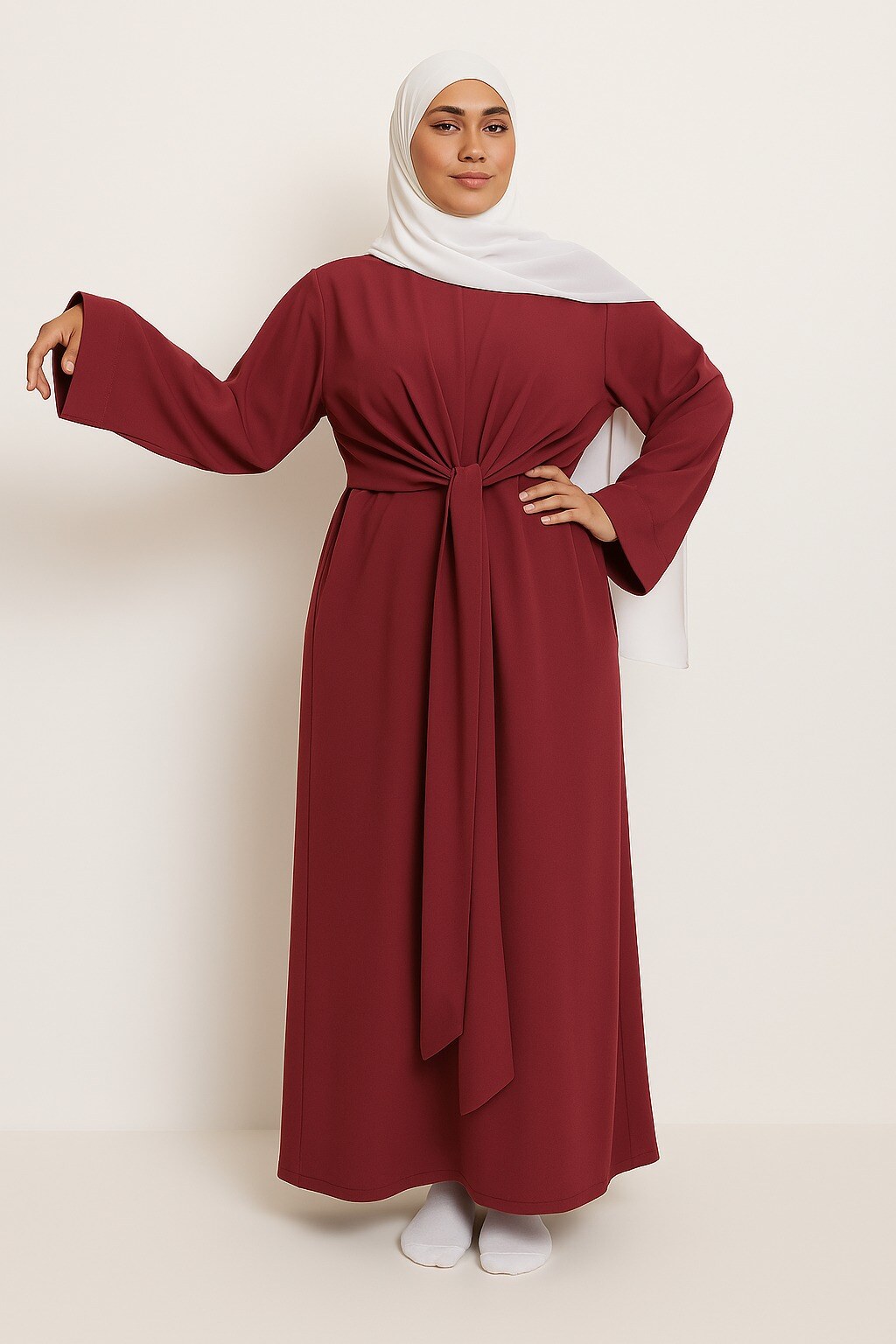 Wholesaler Aawoe Paris® - Plus Size - Elegant Abaya with Belt 145cm