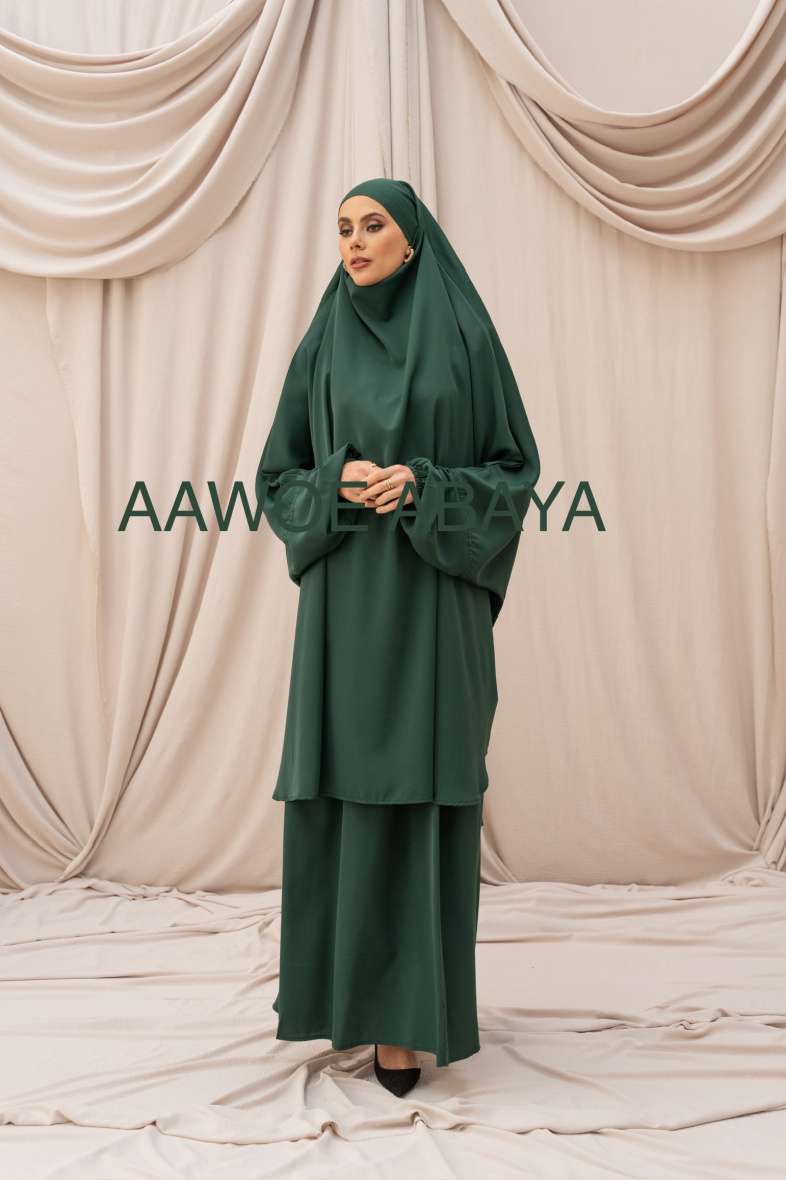 Wholesaler Aawoe Paris® - : Two Piece Jilbab with Skirt - Medina Silk, Suitable for 1m70