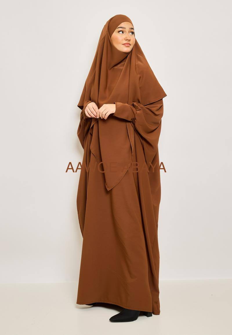 Grossista Aawoe Paris® - Set khimar 110 cm e abaya 145 cm con maniche in lycra