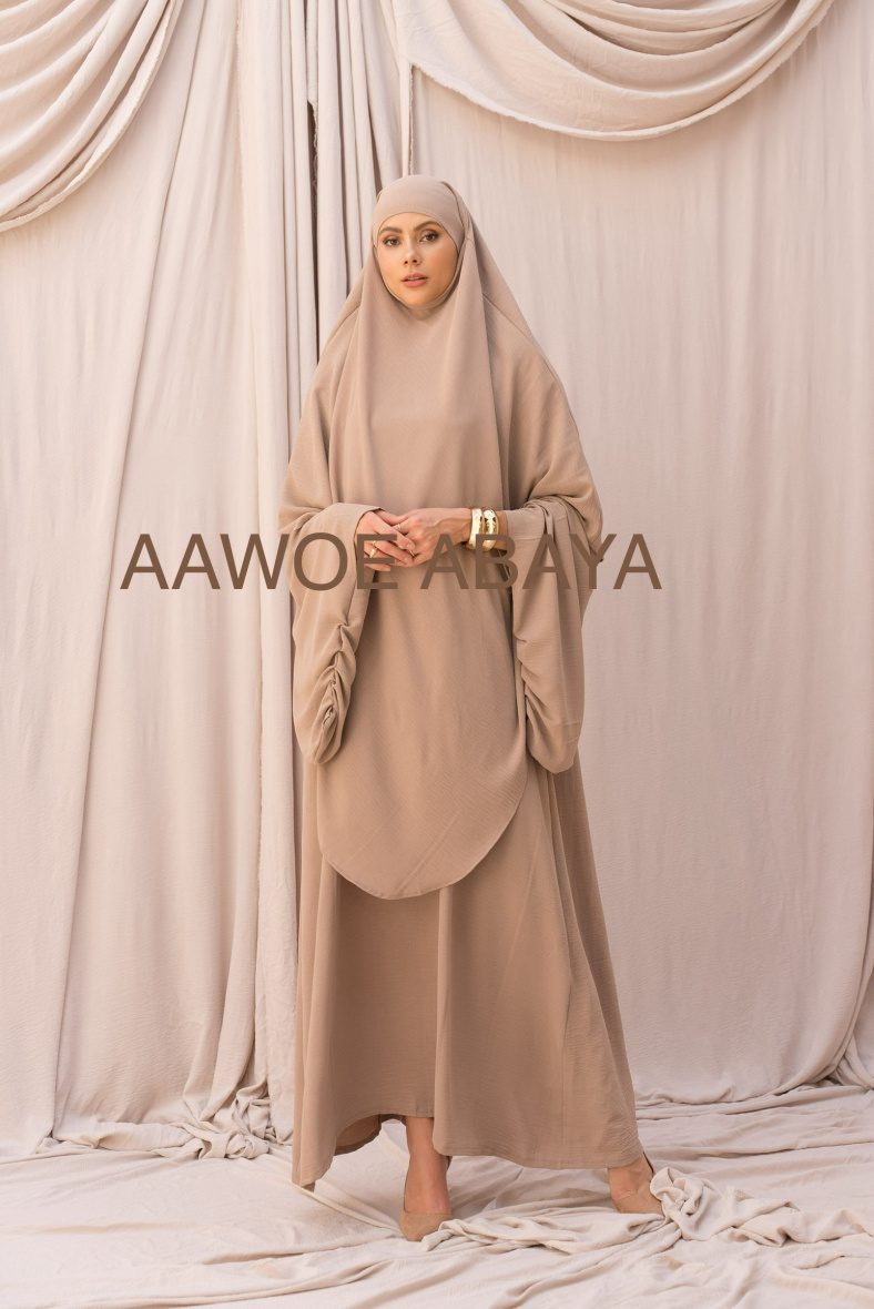 Grossista Aawoe Paris® - Set due pezzi khimar e abaya in tessuto jazz