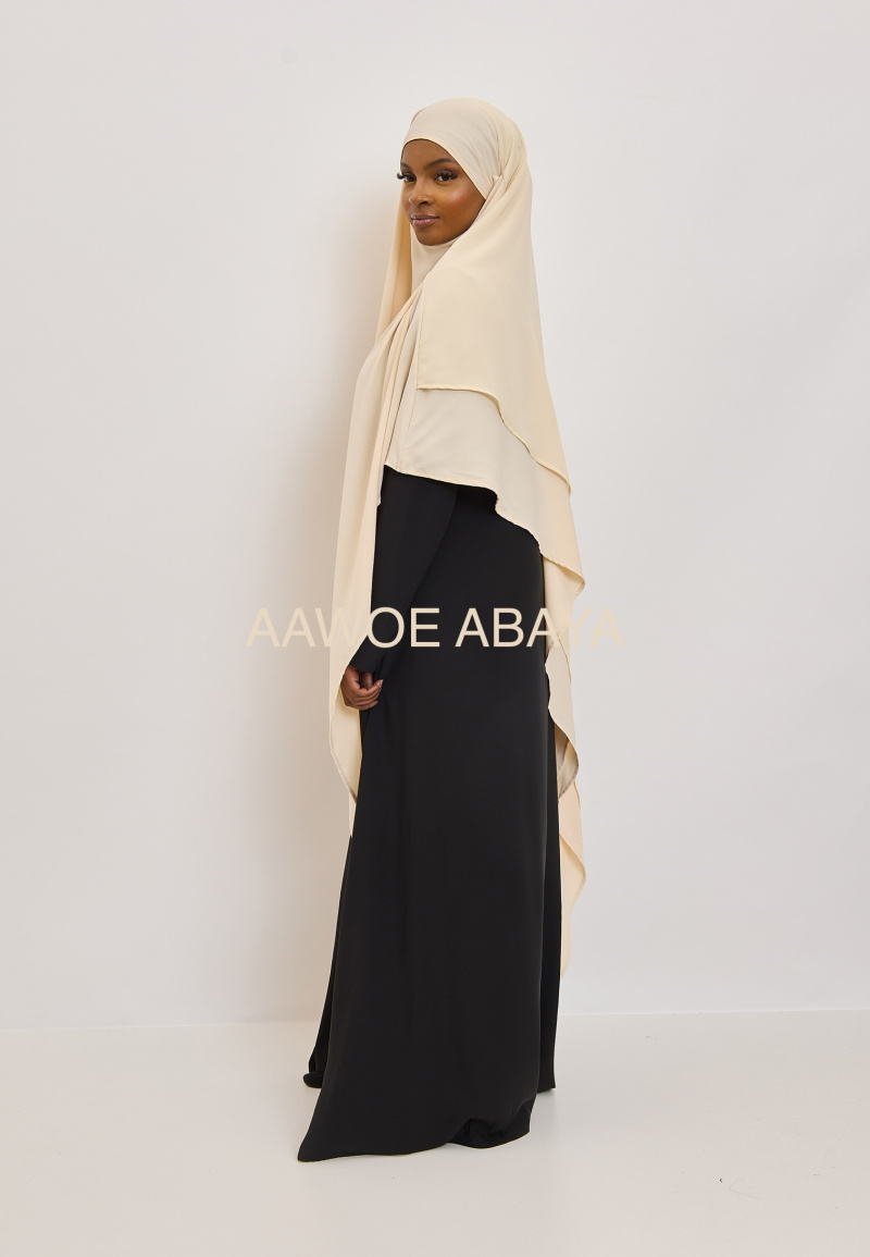 Mayorista Aawoe Paris® - Khimar Largo Bimateria - Seda Medina y Muselina