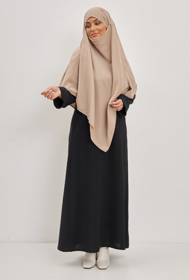 Mayorista Aawoe Paris® - Khimar corto puntiagudo en color melocotón de lana - Largo delantero 85 cm, Espalda 120 cm