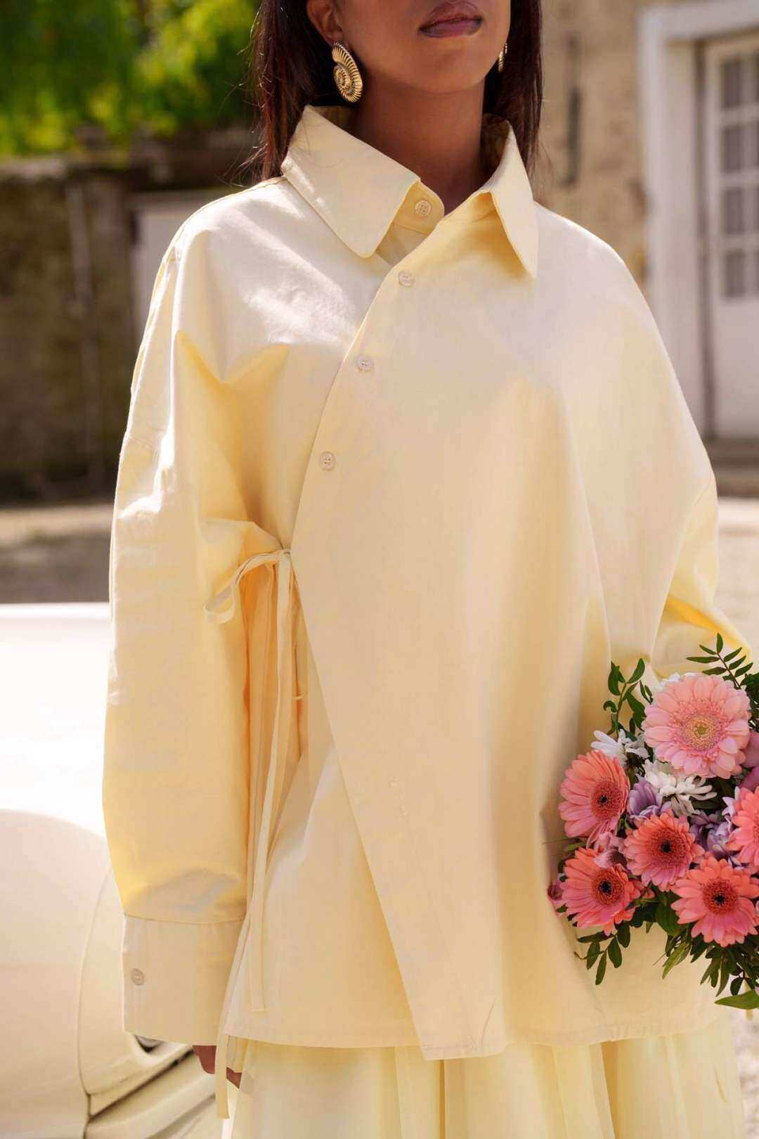 Grossiste Aawoe Paris® - Chemise Cache-Coeur Asymétrique Coton