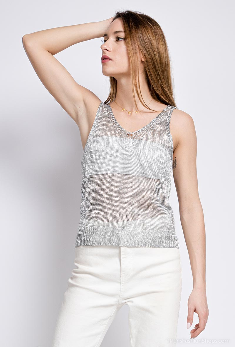 Grossiste ABELLA - Débardeur en maille transparente