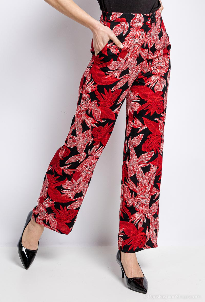 Mayorista ABELLA - Pantalón ancho estampado de flores