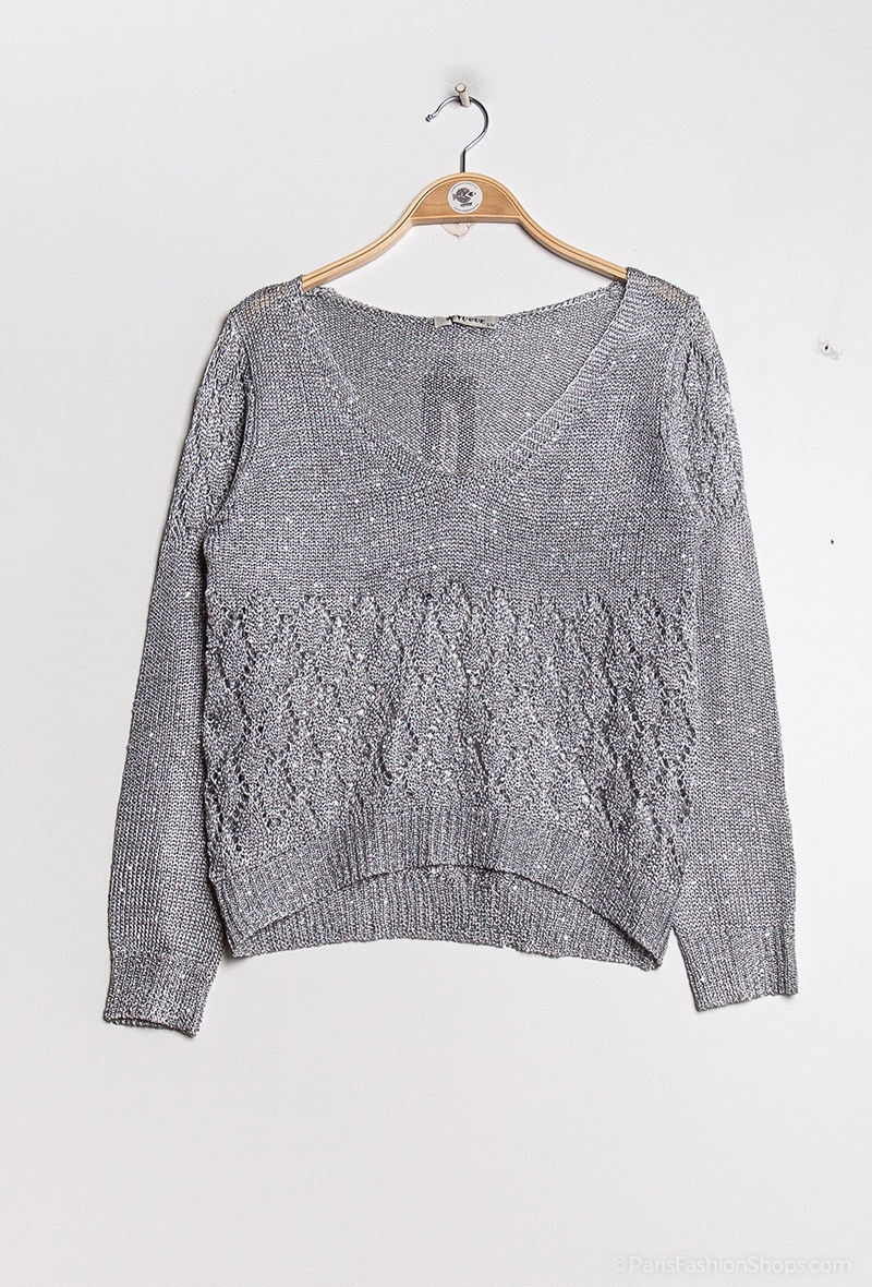 Wholesaler ABELLA - Perforated sparkly jumper with sequins
