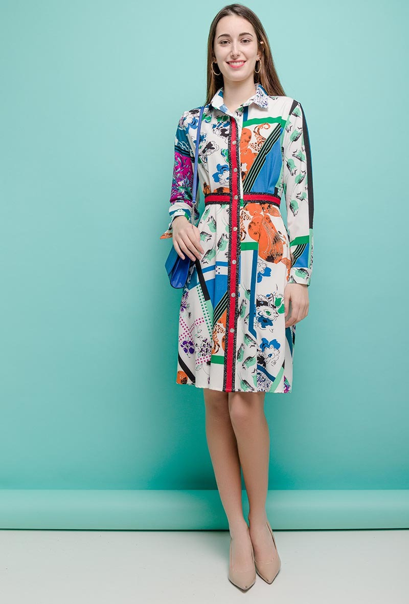 Mayorista ABELLA - Vestido camisero con estampado