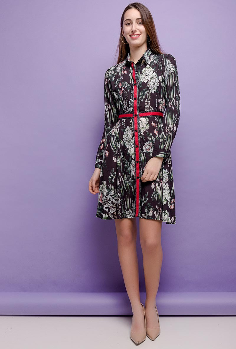 Mayorista ABELLA - Vestido camisero con estampado floral