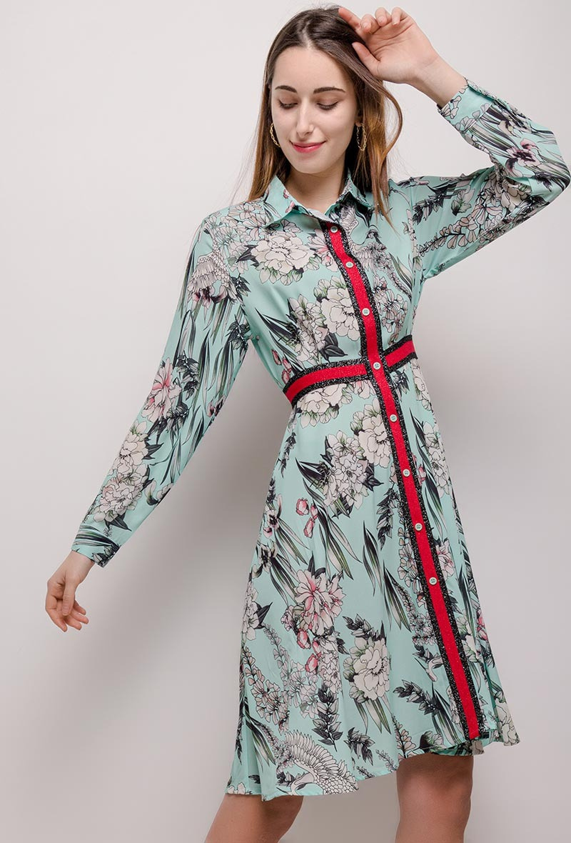 Mayorista ABELLA - Vestido camisero con estampado