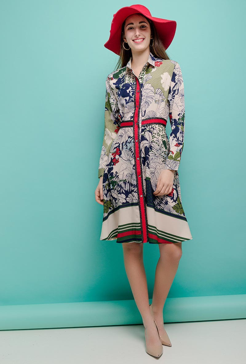 Mayorista ABELLA - Vestido camisero con estampado