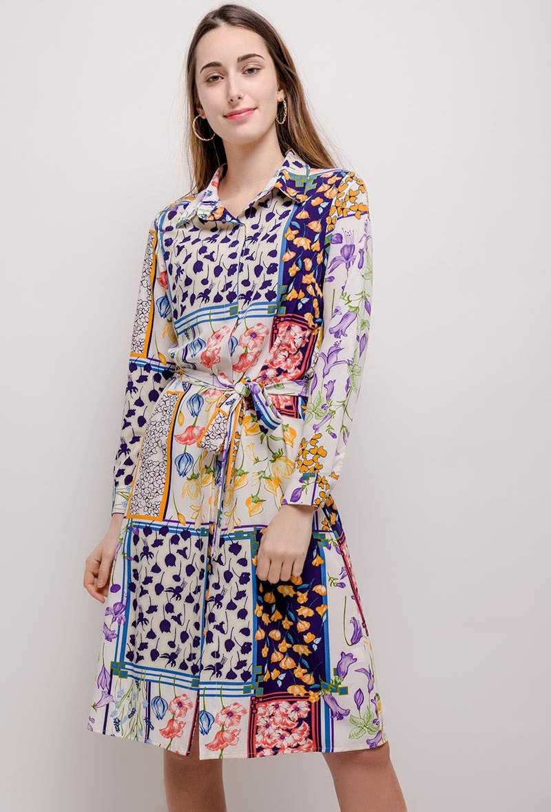 Mayorista ABELLA - Vestido camisero con estampado