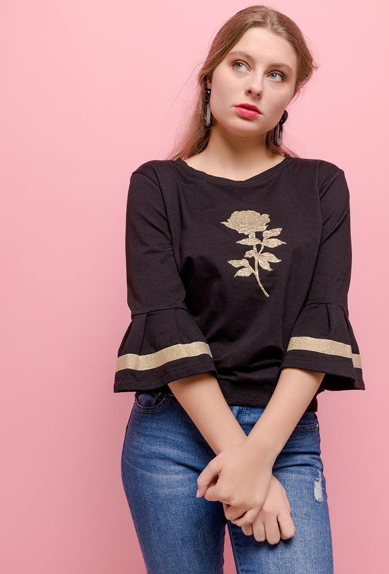 Grossiste ABELLA - Sweat avec fleur brodée