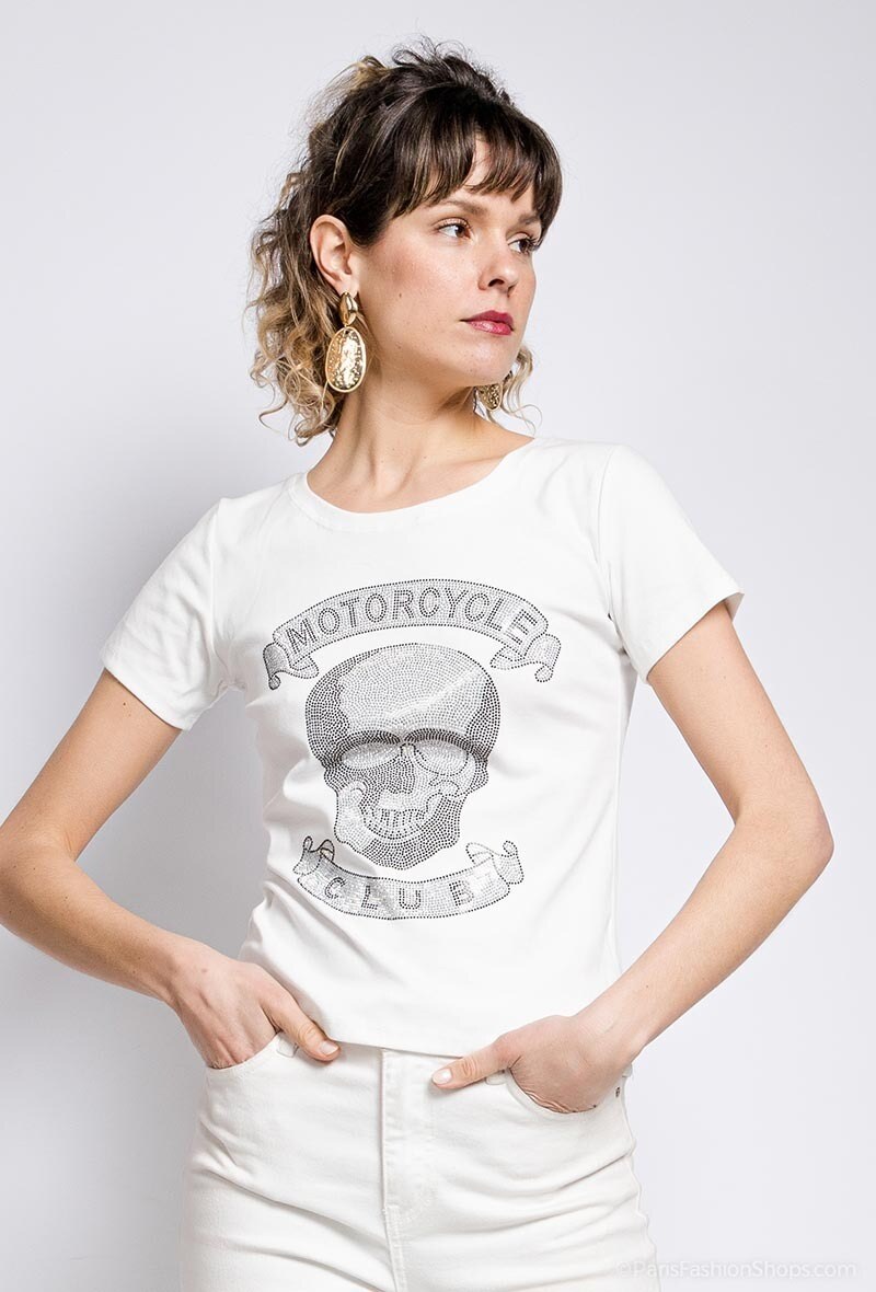 Wholesaler ABELLA - T-shirt with skull and strass