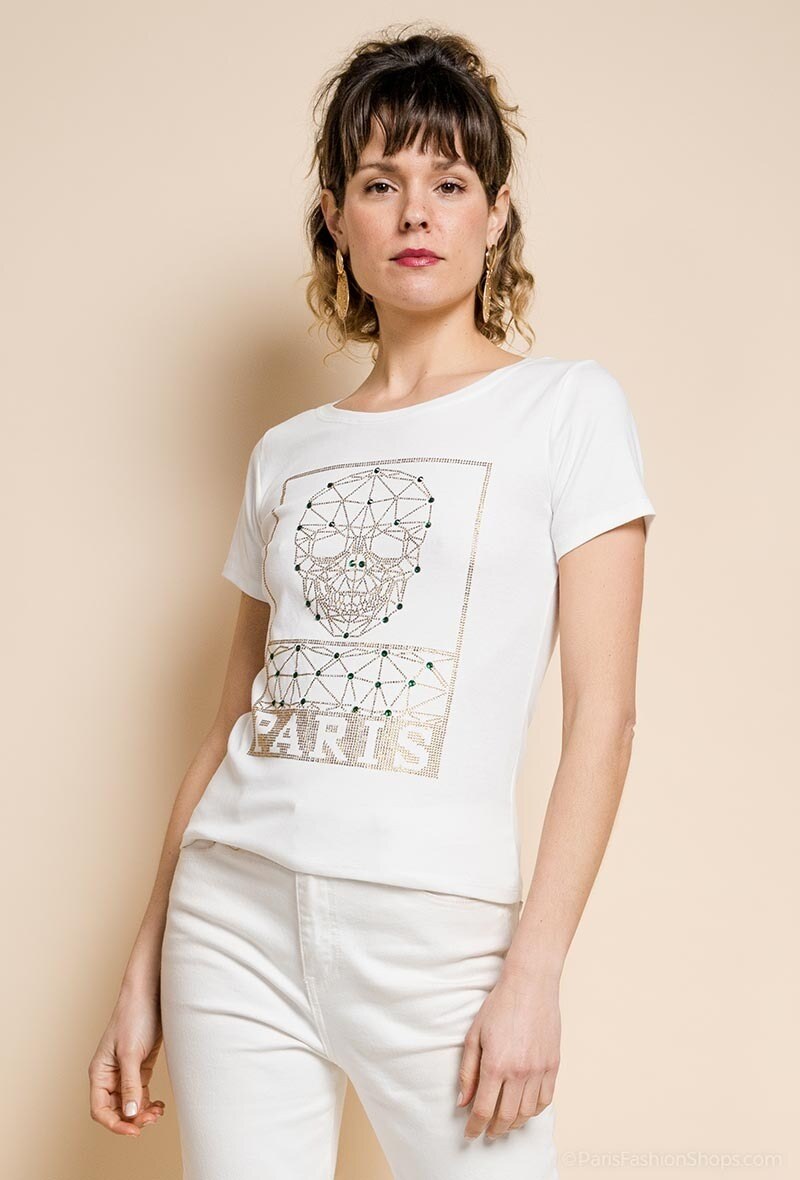 Wholesaler ABELLA - T-shirt with skull and strass