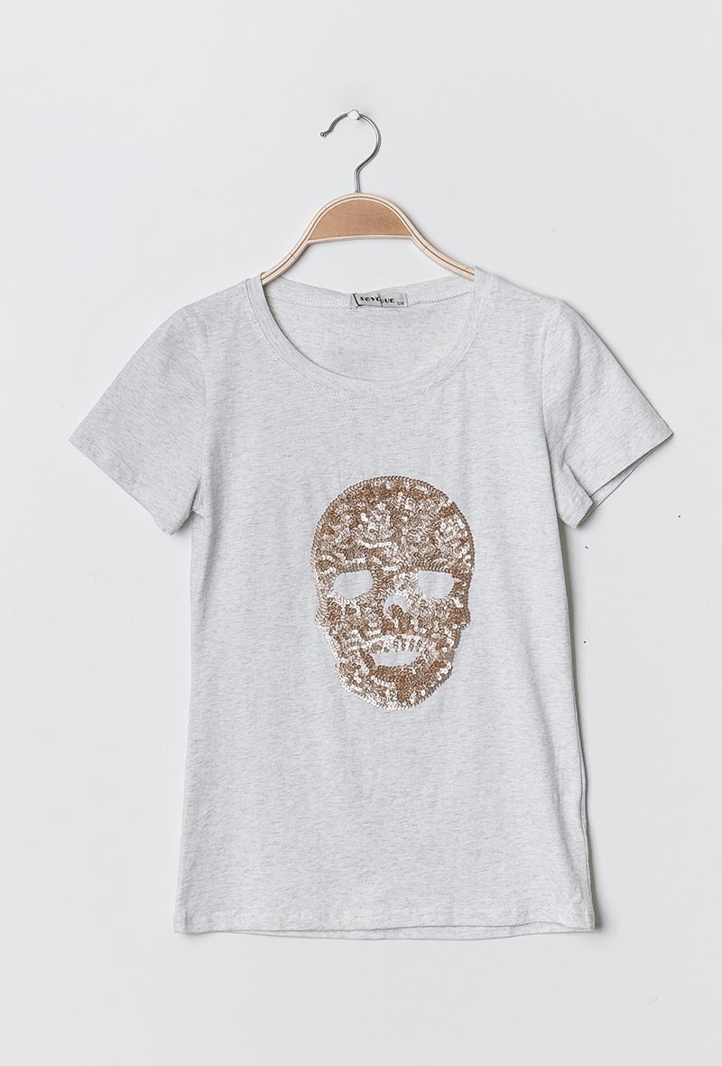 Wholesaler ABELLA - T-shirt with sequined skull