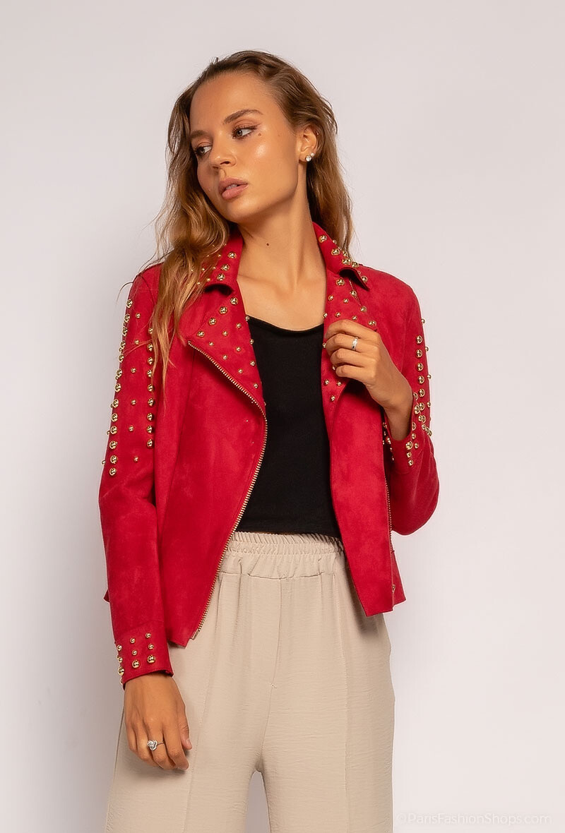 Grossiste ABELLA - Perfecto effet daim avec zip et clous