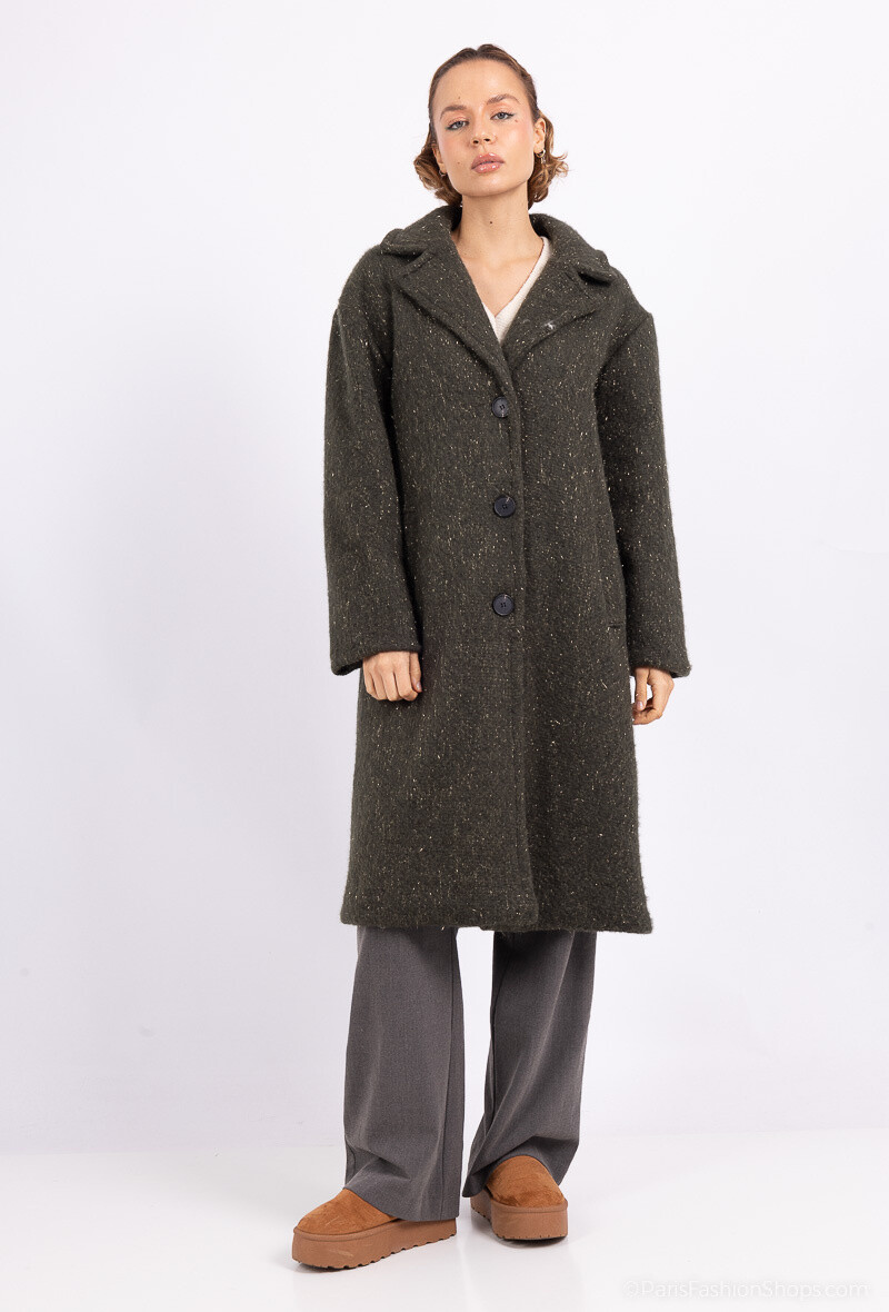 Wholesaler AC BELLE - Long wool coat with Lurex thread