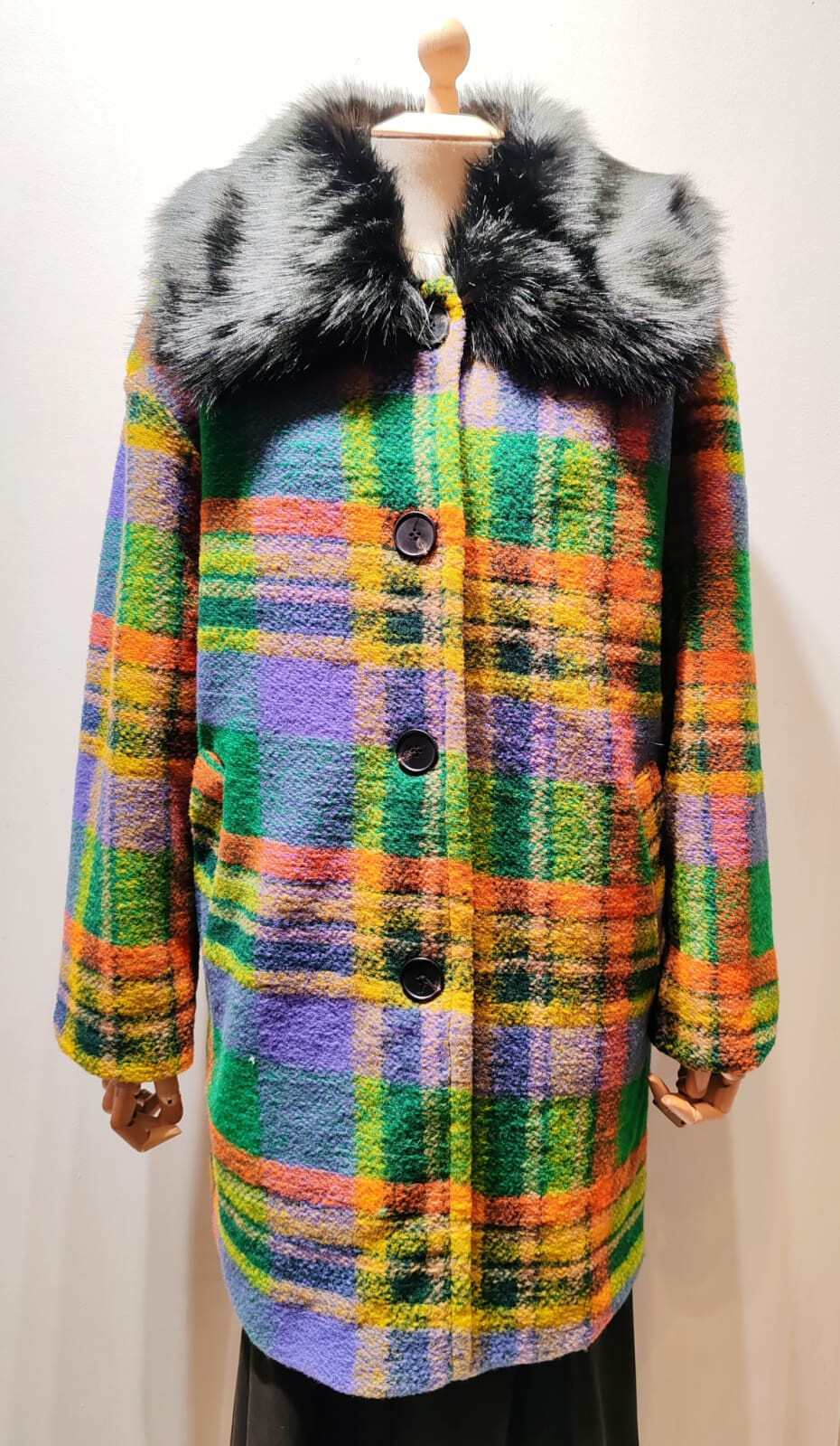 Grossiste AC BELLE - Manteau en laine à motif quadrillage