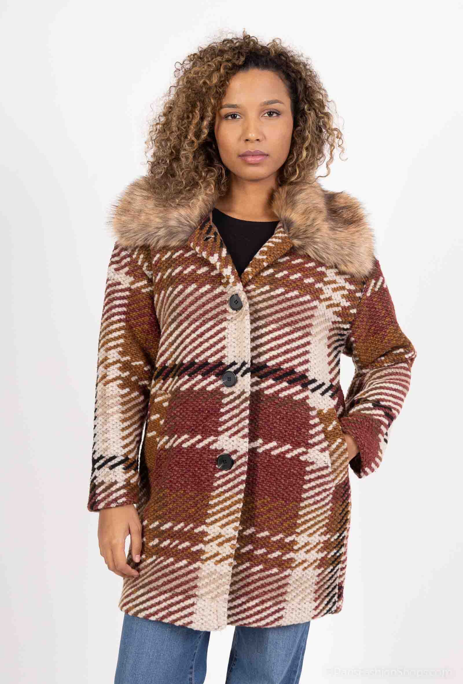 Wholesaler AC BELLE - Plaid pattern wool coat