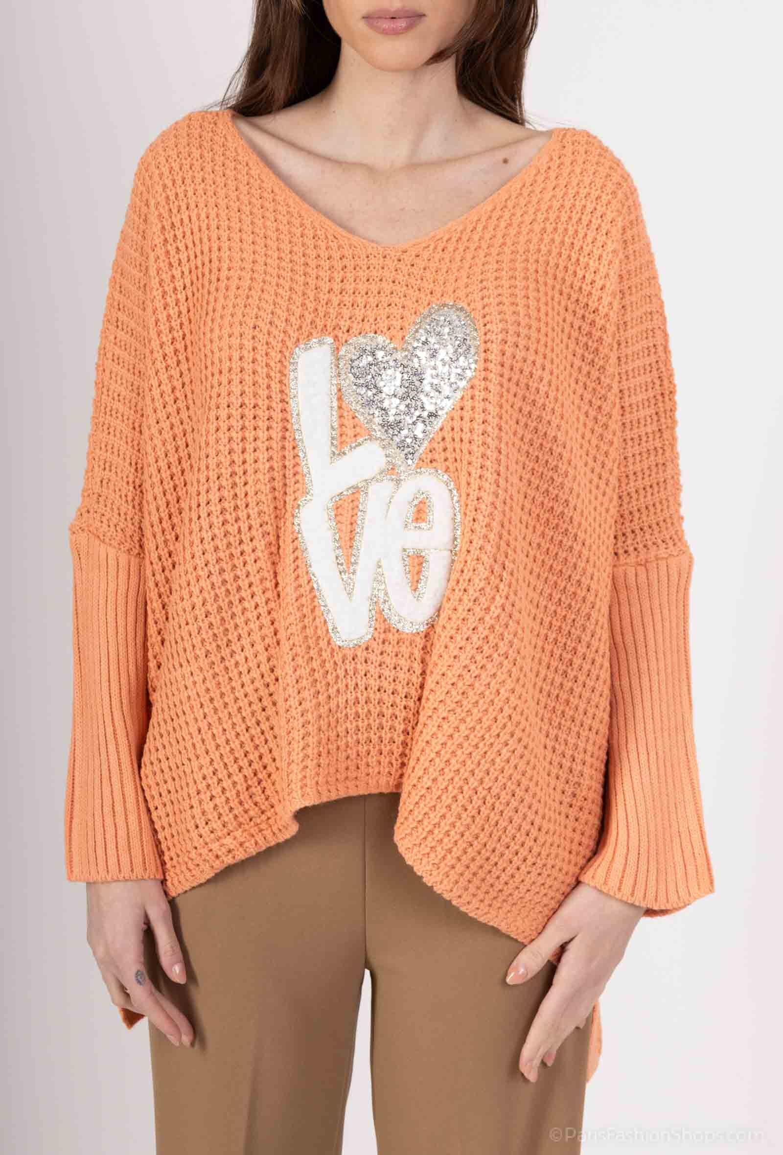 Wholesaler AC BELLE - "Love" sweater V -neck