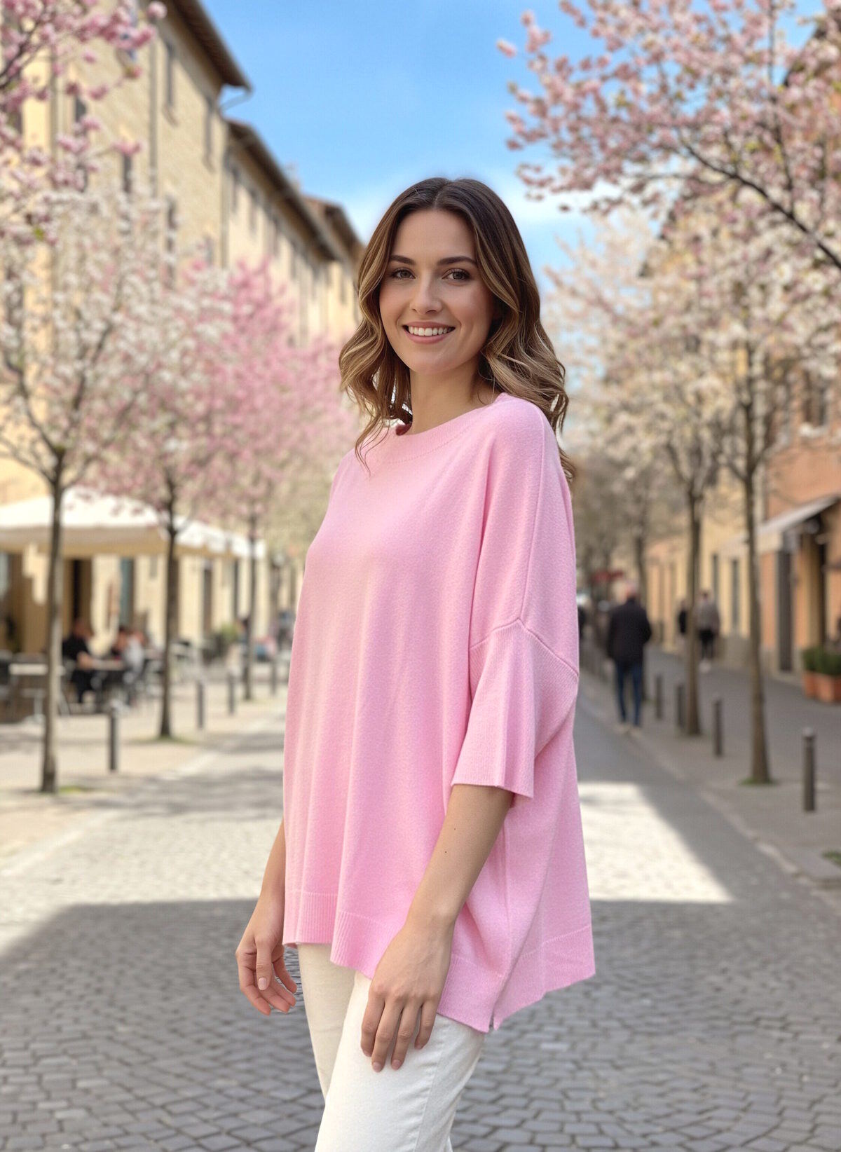 Mayorista Ad Blanco - Primavera/Verano, Tejido de Ajuste Relajado en Mezcla de Modal, Hecho en Italia
