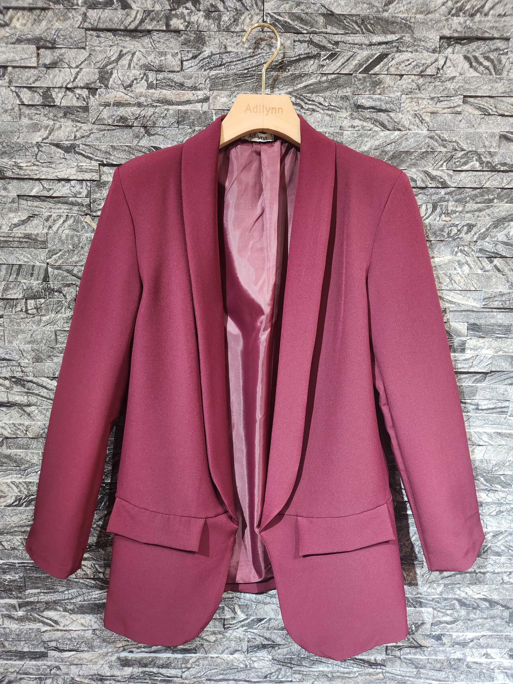 Grossista Adilynn - Blazer uni, due tasche frontali false, maniche lunghe