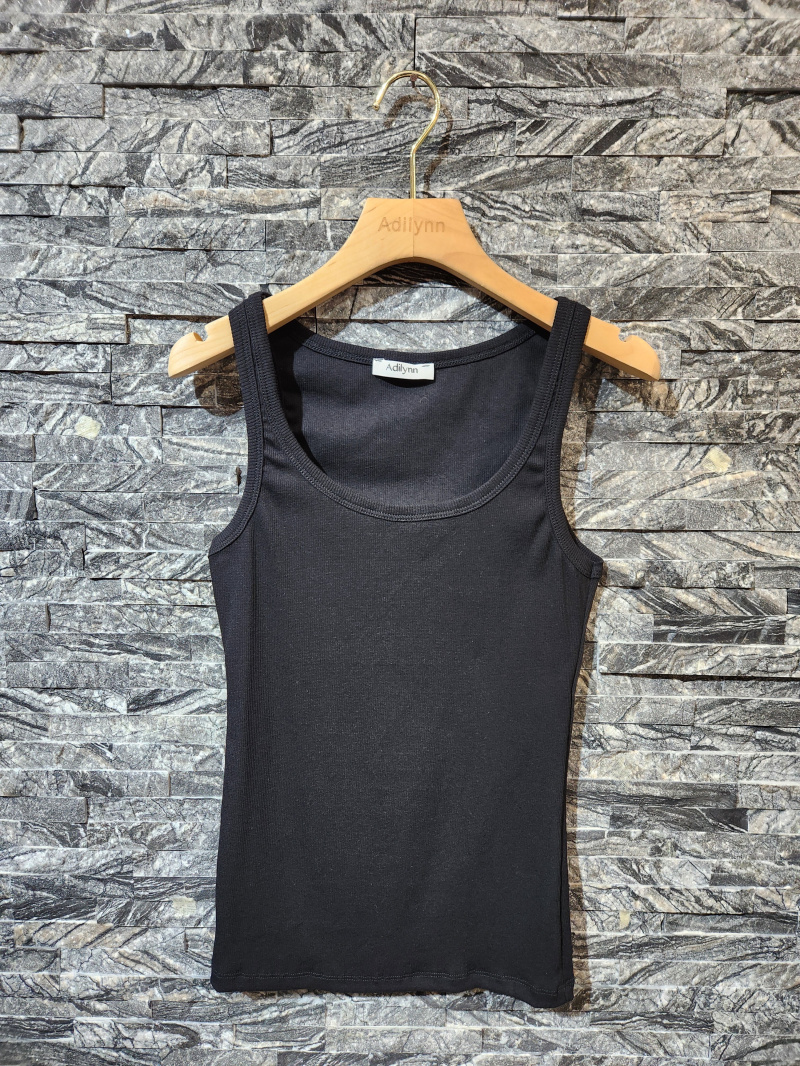 Großhändler Adilynn - Einfarbiges Tanktop aus Baumwolle, Stretchstoff