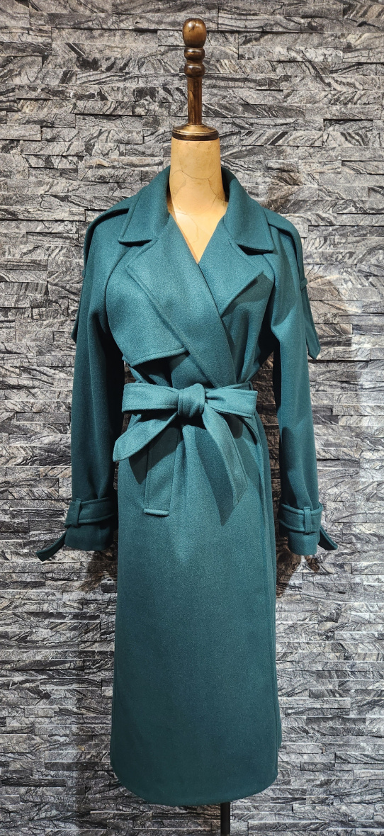 Großhändler Adilynn - Mittellanger Trenchcoat mit Gürtel, Reverskragen und zwei Seitentaschen