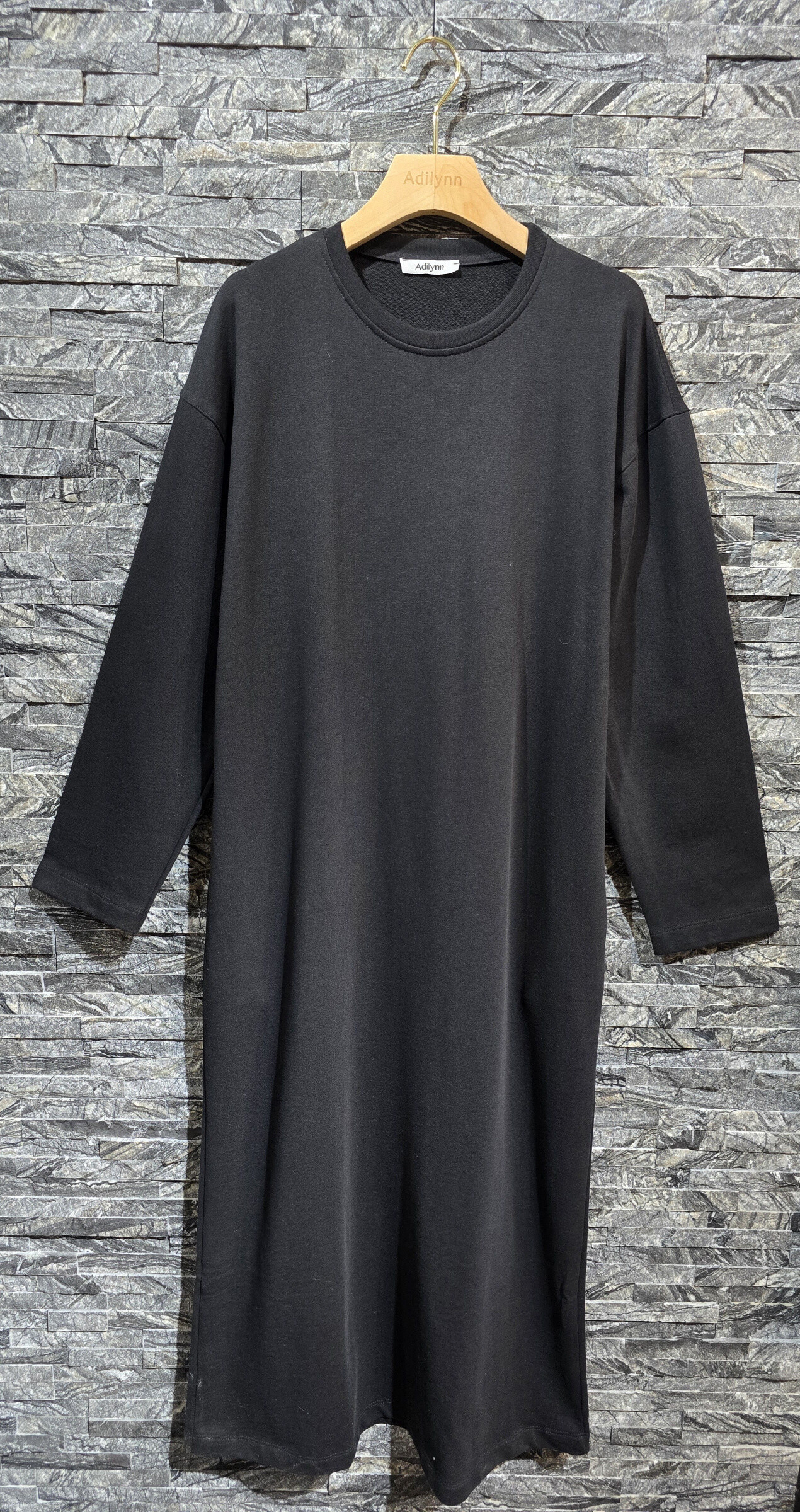 Großhändler Adilynn - Maxi-Sweatkleid mit zwei Seitentaschen, Rundhalsausschnitt, langen Ärmeln