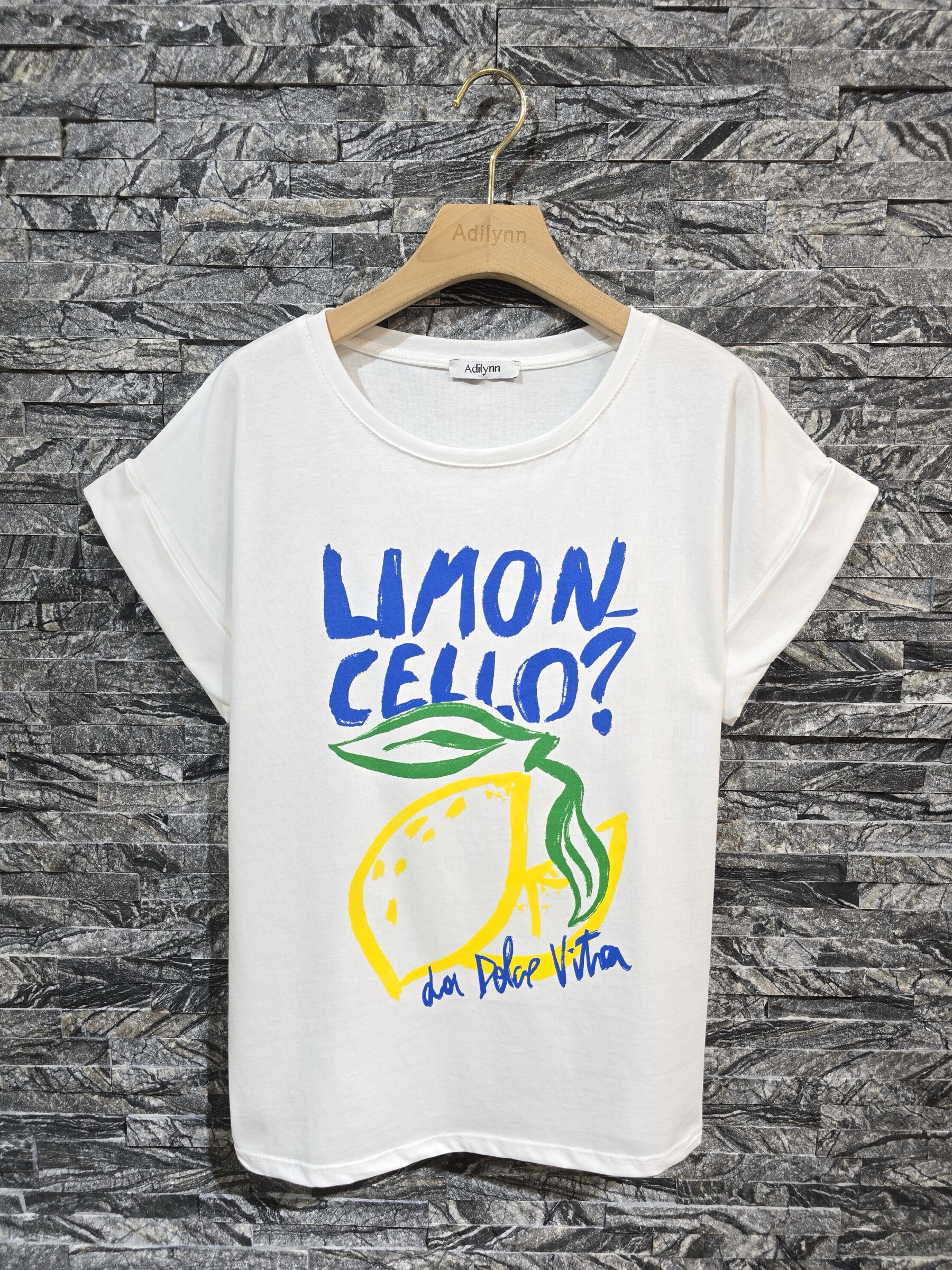 Wholesaler Adilynn - Lemonalo printed cotton t-shirt "Limoncello?" ", Round neck