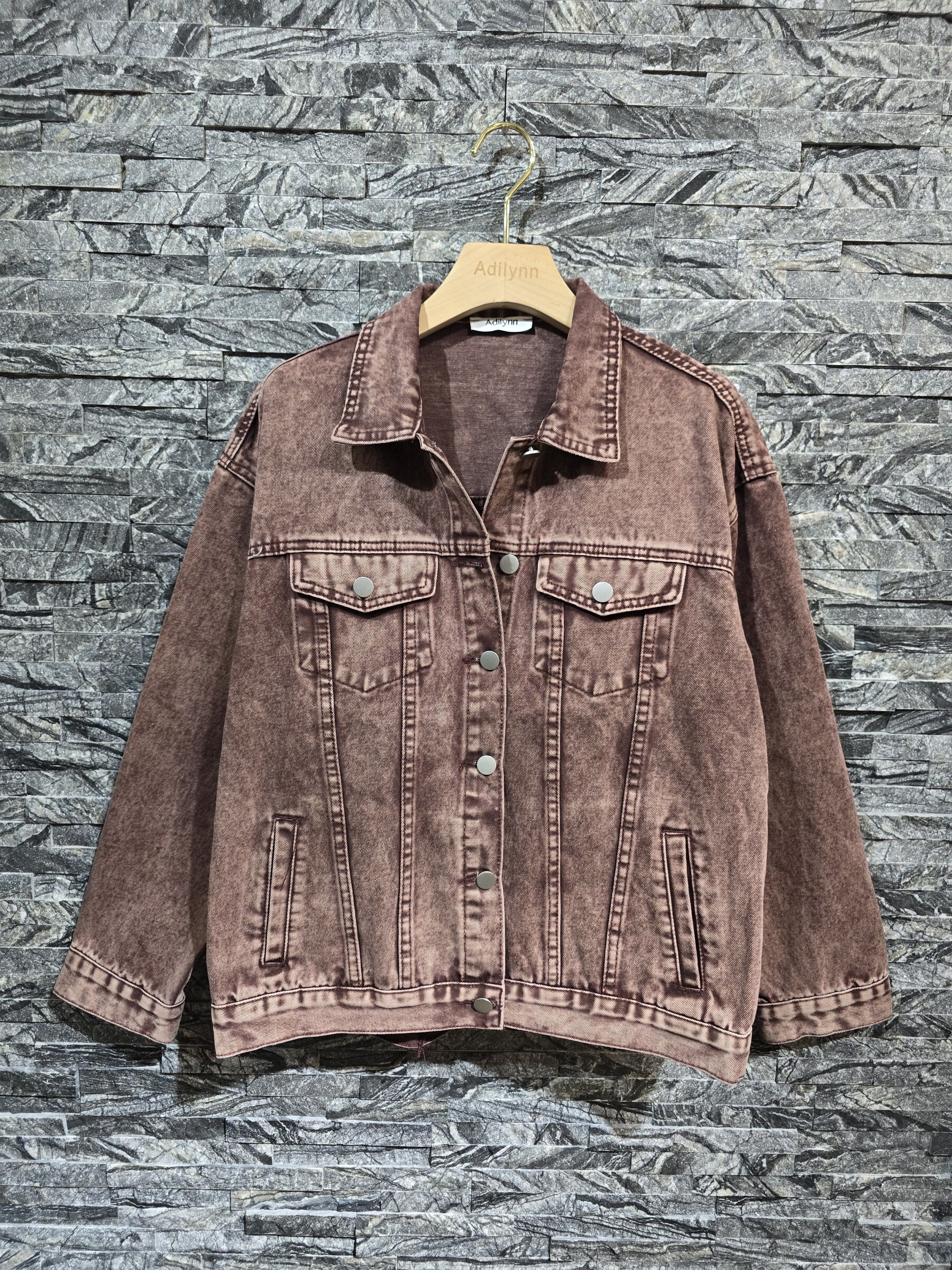 Großhändler Adilynn - Jeansjacke mit Pickeln und Taschen, langen Ärmeln