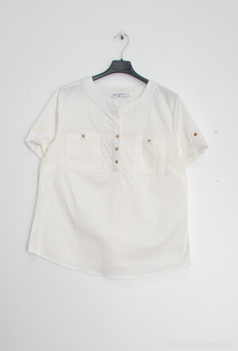 Grossiste Afinity - Blouse uni en coton