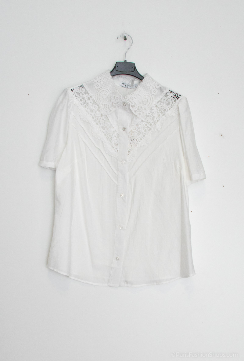 Grossiste Afinity - chemise uni à dentelle