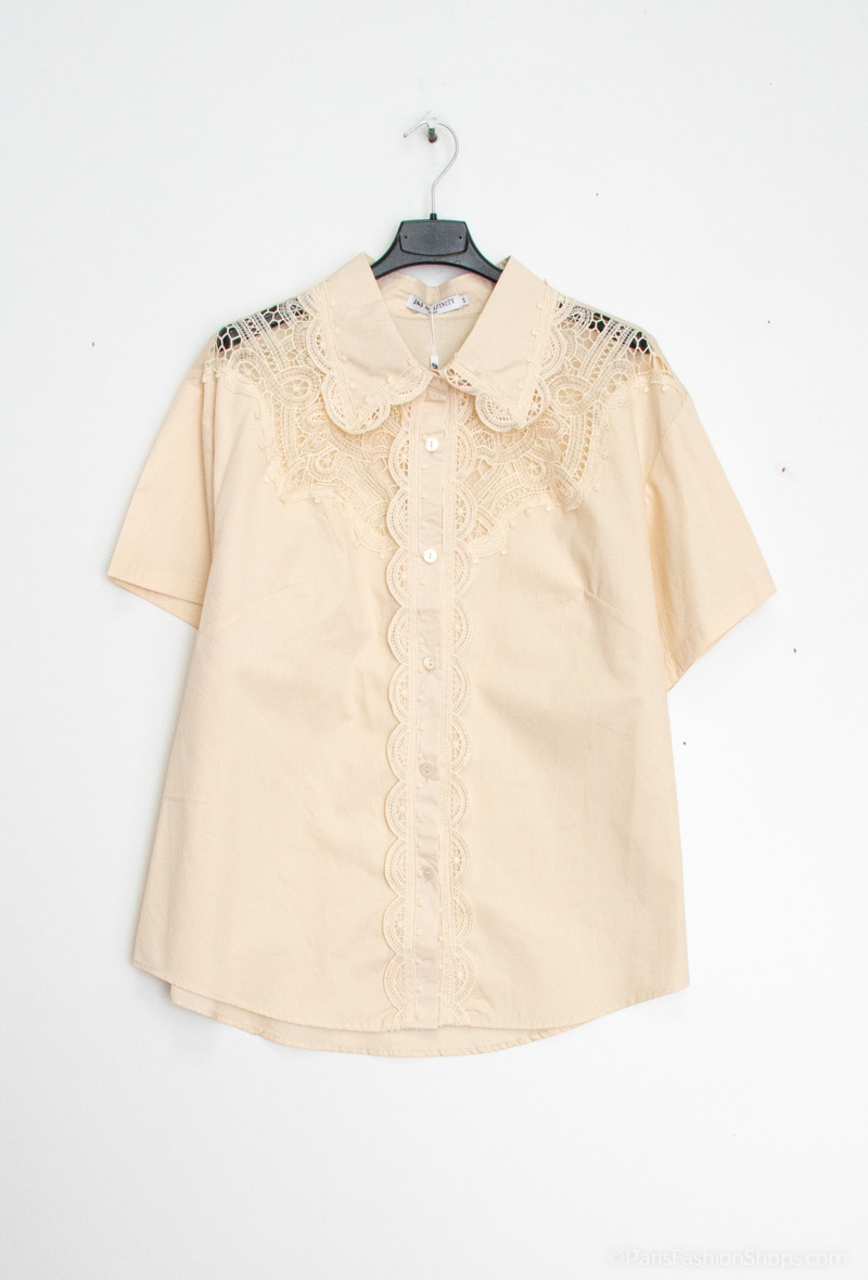 Grossiste Afinity - chemise uni à dentelle