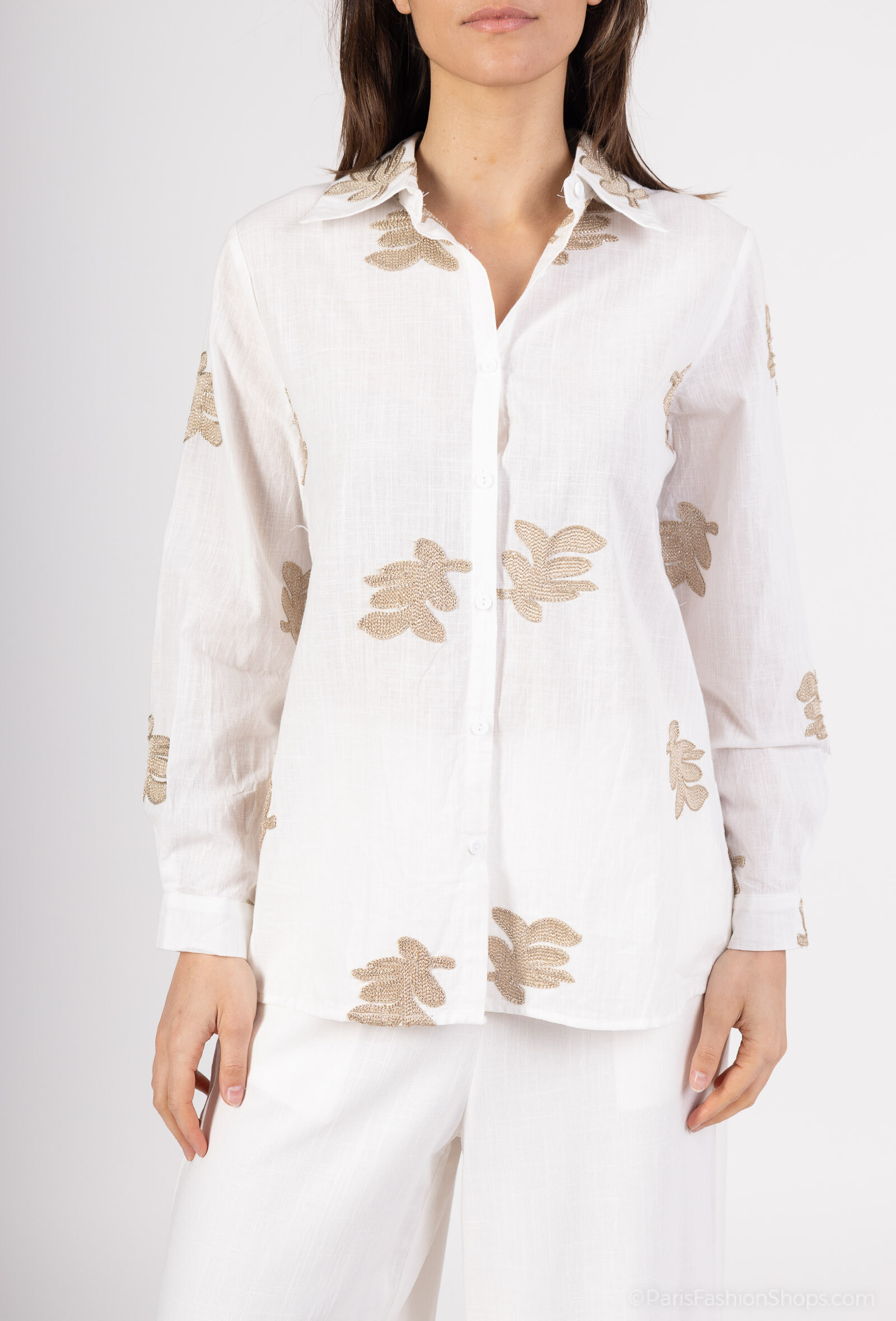 Wholesaler Afinity - Linen embroidered shirt