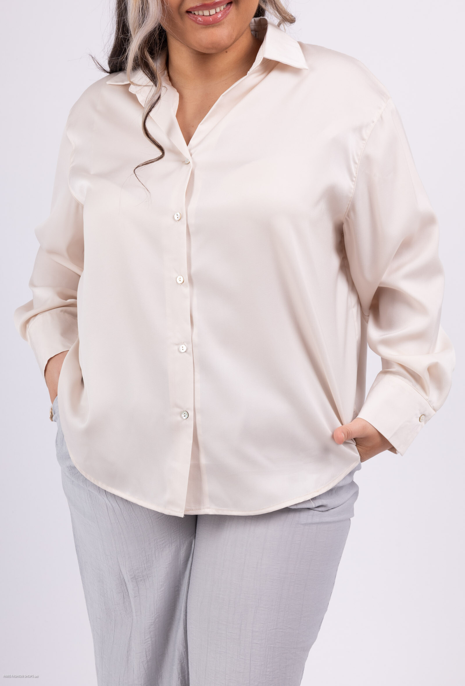 Grossiste Afinity - Chemise grande taille uni satiné