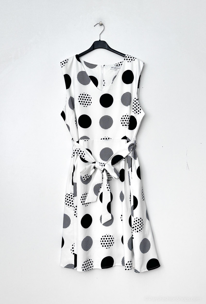 Wholesaler Afinity - Plus Size Polka Dot Skater Dress