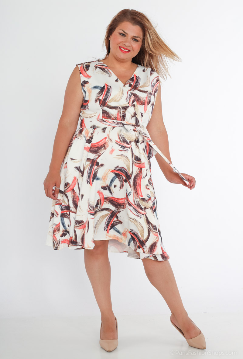 Wholesaler Afinity - Plus Size Printed Skater Dress