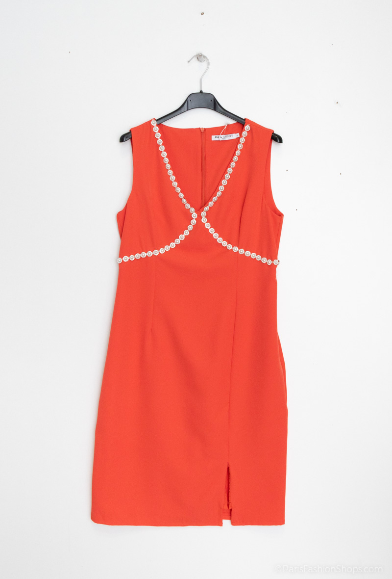 Mayorista Afinity - Vestido recto liso pedrería